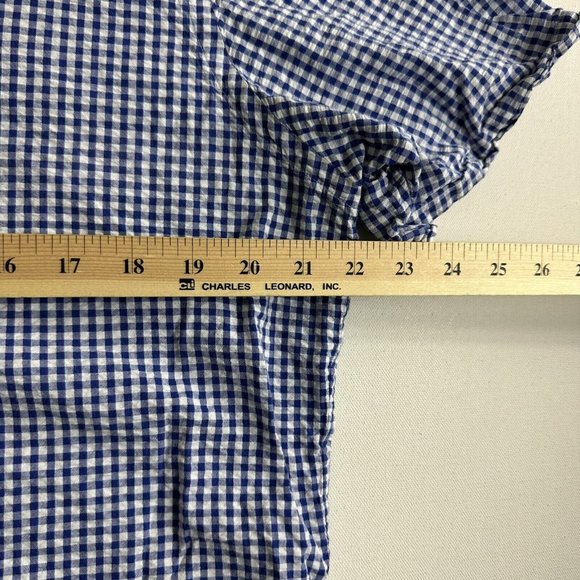 Polo Ralph Lauren Shirt Short Sleeve Seersucker Blue Plaid Button Down Mens L - Picture 9 of 9
